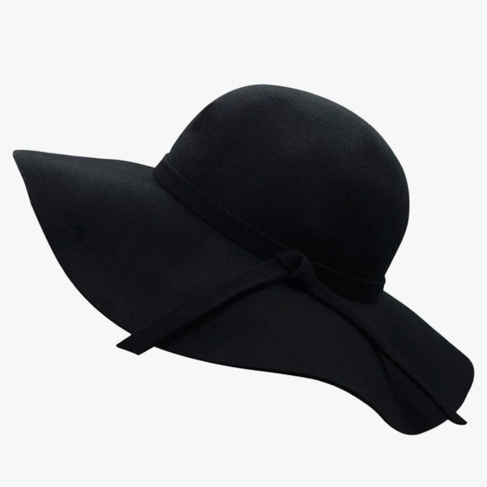 Bienvenu Women's Wide Brim Wool Ribbon Band Floppy Hat. Black. New with tags.